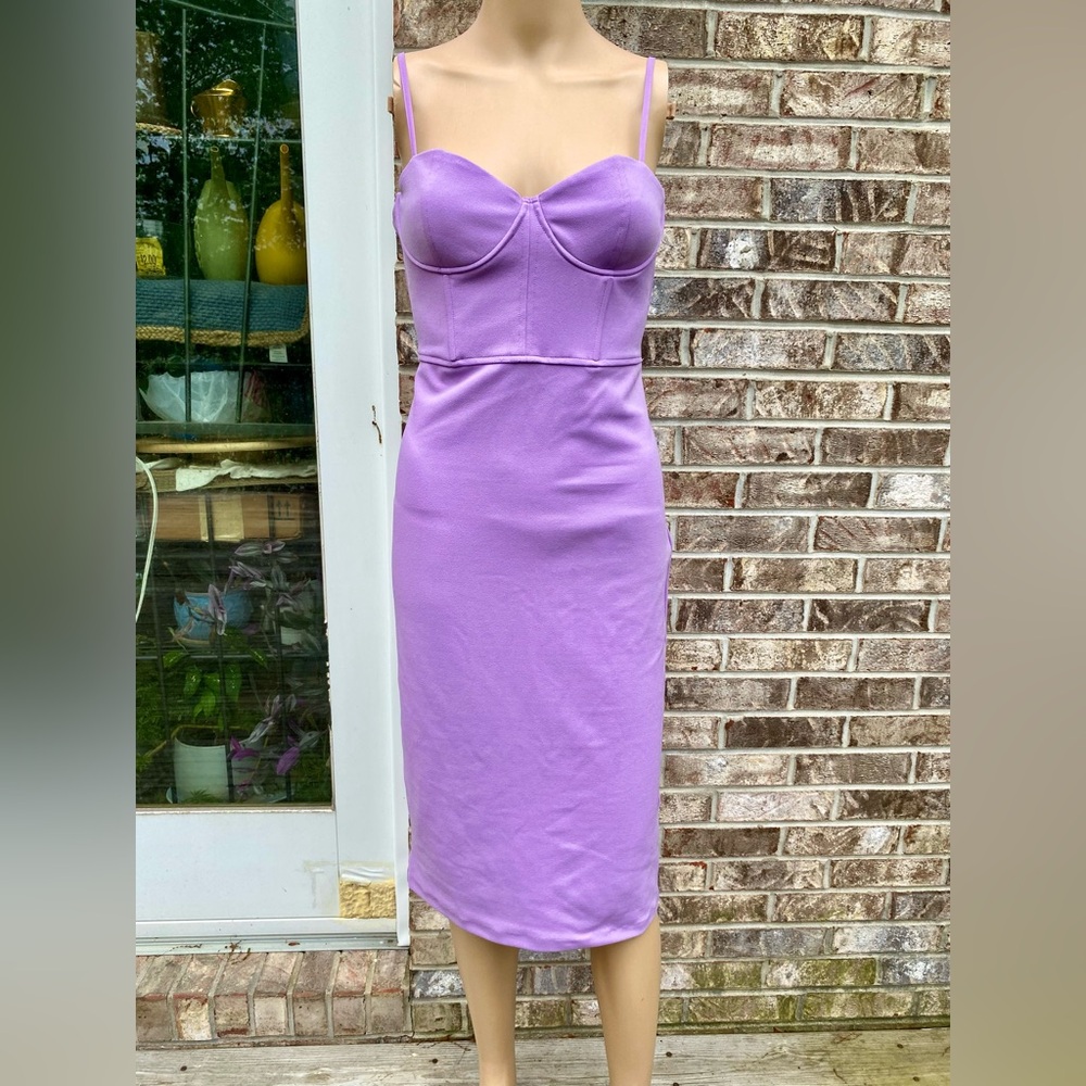 Zara Corset Style Lavender Light Purple Midi Bustier Dress - Picture 8 of 15